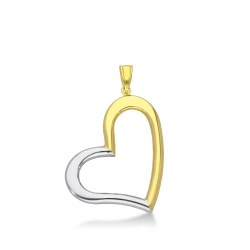 Colgante corazón en Oro Amarillo y Blanco 18k