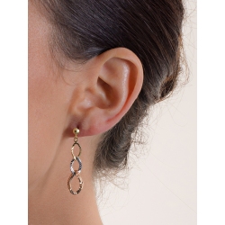 Boucles d’oreilles chaîne en or jaune, blanc et rose 18k diamanté 2