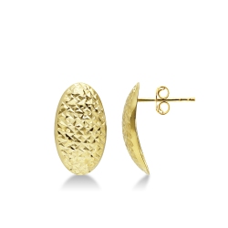 Boucles d'oreilles ovales bombées en or jaune 18 carats