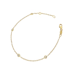Pulsera fantasía para mujer en oro amarillo de 18 quilates con cuatro circonitas
