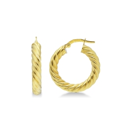 Pendientes a aro estilo torchon en oro amarillo 