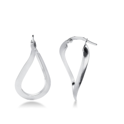 Boucles d'oreilles ondulées or blanc 18 carats