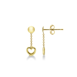Boucles d’oreilles en or jaune 18k avec cœur