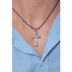 Colgante Oro Amarillo y Blanco 18k en forma de cruz 2