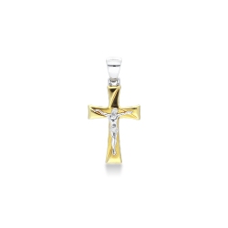Pendentif religieux croix Or Blanc Or Jaune 18k
