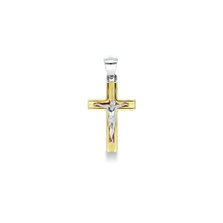 Weissgold Gelbgold Kreuz Anhänger 