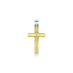 Pendentif Croix Or Blanc et Jaune 18k 3,5 cm