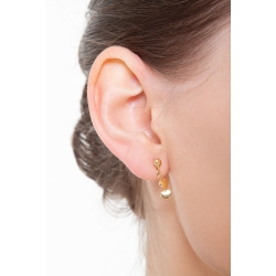 Yellow gold 18k earrings with heart pendants  2