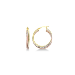 Aros Entretejidos en Oro Blanco, Rosa y Amarillo 18k