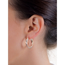 Aros entrelazados en oro blanco, amarillo y rosa de 18k 2