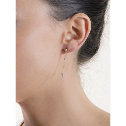 Earrings in white and yellow gold 18k with diamond cut pendants  2