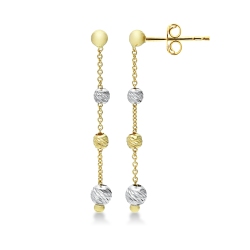 Pendientes colgantes en oro amarillo y blanco diamantados 750