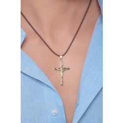 Ciondolo Croce in oro giallo 18k con Cristo, cm 4. 2