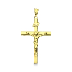 Ciondolo Croce in oro giallo 18k con Cristo, cm 4.