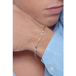 Brazalete para hombre en oro amarillo y blanco 18k cm 20 2