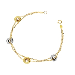 Pulsera fantasía mujer oro amarillo y blanco 18k