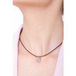 Pendentif Trèfle en or blanc 18k avec zirconiums 2