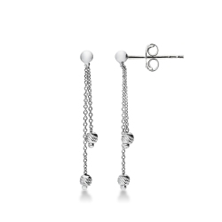 Boucles d'Oreilles Pendantes Diamantées en Or Blanc 18k