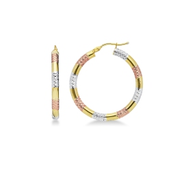 Aros en oro amarillo, blanco y rosa de 18k