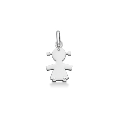 Colgante infantil oro blanco 18k silueta niña