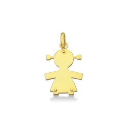 Pendentif Fillette en Or Jaune 18k