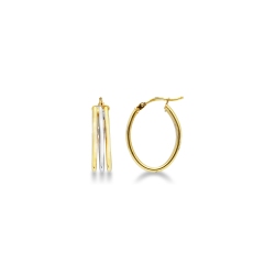 White and yellow gold 18k hoops earrings 