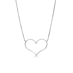 Collier avec contour coeur en or blanc 750