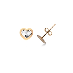 Boucles d’oreilles cœur en or rose et blanc 18k diamanté