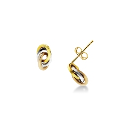 Boucles d’oreilles en or tricolore 18 carats, avec anneaux croisés