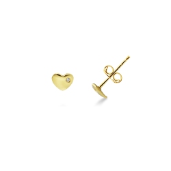 Pendientes de Corazón en Oro Amarillo de 18k con Circonitas