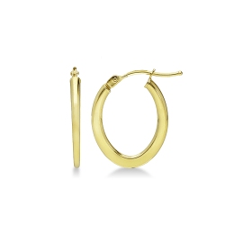  Boucles d'oreilles ovales en or jaune 18k