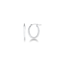 Petites Boucles d'oreilles Ovales en Or Blanc 18k