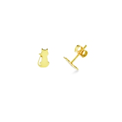 Pendientes con gatito en oro amarillo 18k