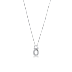 Collier gourmette et zircon en or blanc 18k