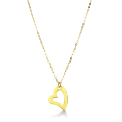 Cadena corazón en oro amarillo 18k, 40 cm