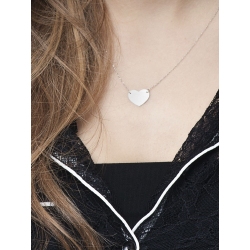 Collar en oro blanco 18k con colgante de corazon  2