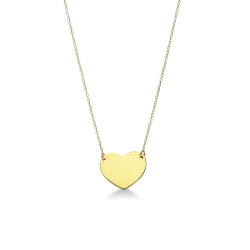 Collier avec Pendentif Cœur Plat en Or Jaune 18k