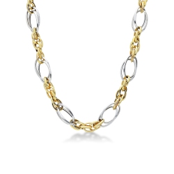 Fancy oval chain in 18k yellow and white gold