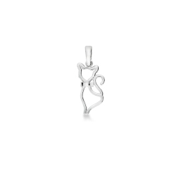 Pendentif Silhouette Chat en Or Blanc 18k