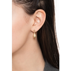 Boucles d'oreilles en forme de goutte en or jaune 18k, finition godronnée 2
