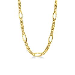 Cuban chain with oval sections in 18k yellow gold