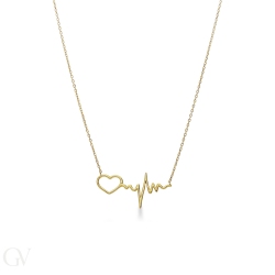 18k yellow gold necklace with heart frequency pendant