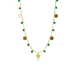 Collar en oro amarillo 18k con colgantes verdes