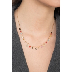 18k yellow gold necklace with colored gems and charms 2