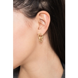 Boucles d'Oreilles en Or Jaune 18k avec Double Anneau en Canna Vide 2