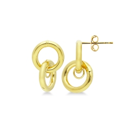 Pendientes en Oro Amarillo 18k con Doble Anillo