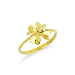 Anillo en oro amarillo de 18k con  cuatro hojas.
