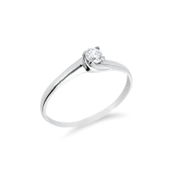Bague classique en or blanc 18k avec zircon