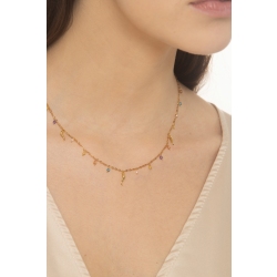 Collana in oro giallo 18k con charms e perline colorate, 42 cm 2