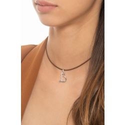 Ciondolo con gatto in oro bianco 18k e zirconi. 2